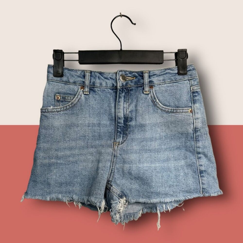 👖 TOPSHOP MOTO MOM HIGH RISE JEAN DENIM SHORT SHORTS JORTS SZ 2